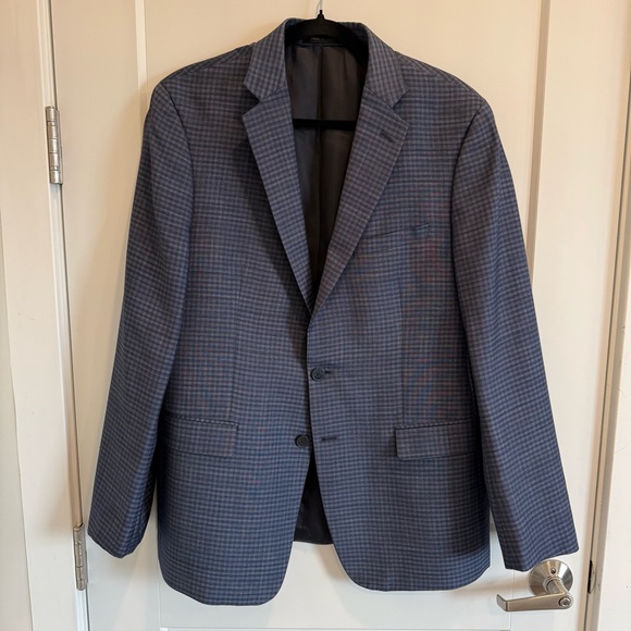 Calvin Klein Other - Calvin Klein 100% Wool Navy Checkered Blazer